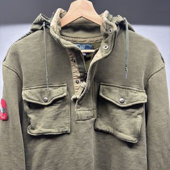 2000s Polo Ralph Lauren Military Patch Hooded Sweatshirt