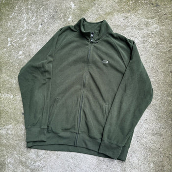 2000s OAKLEY GREEN ZIP UP PULLOVER FLEECE