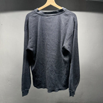 1990s Thrashed Faded Distressed Ribbed Cotton Henley Shirt