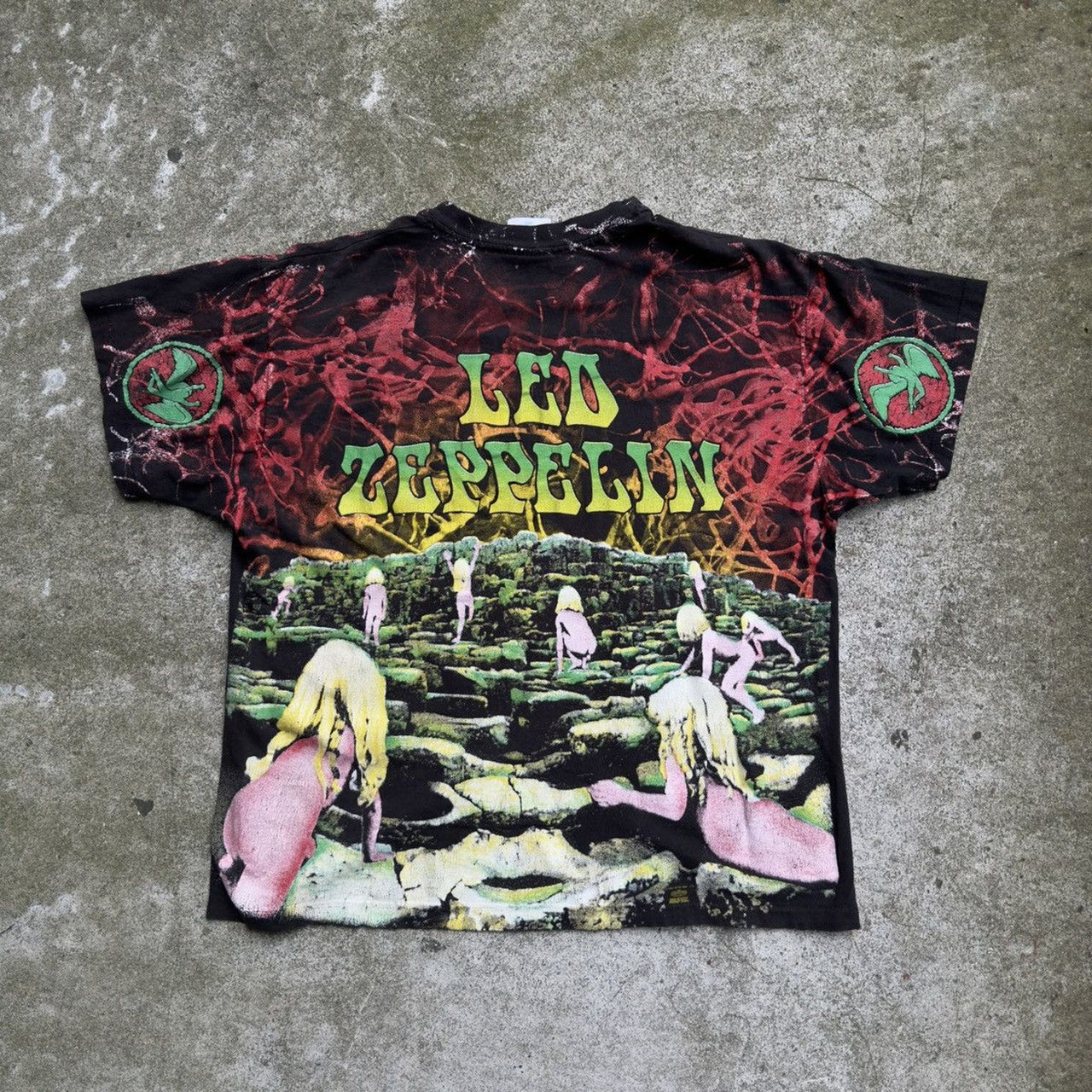 1990s THRASHED LED ZEPPELIN HOUSES OF HOLY ALL OVER PRINT TEE