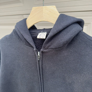 1990s/ 2000s Faded Black Zip Up Russell Hoodie