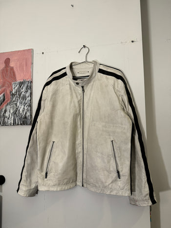 2000s WILSON’S LEATHER WHITE CAFE RACER BIKER JACKET