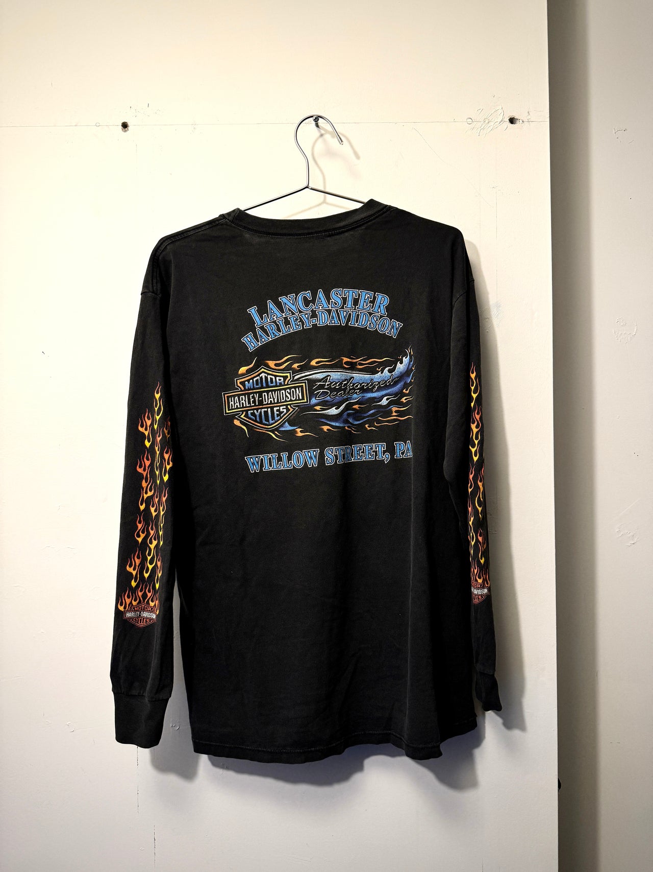 1990s HARLEY FADED MINI FLAME LOGO LONGSLEEVE TEE