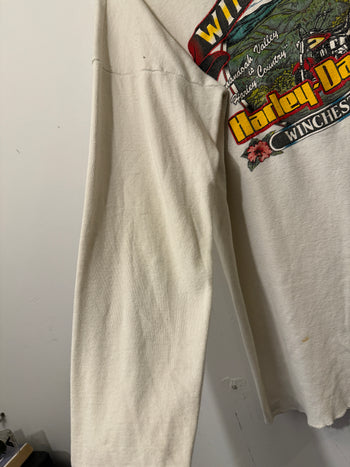 1980s HARLEY DAVIDSON THRASHED FADED LONGSLEEVE THERMAL TEE