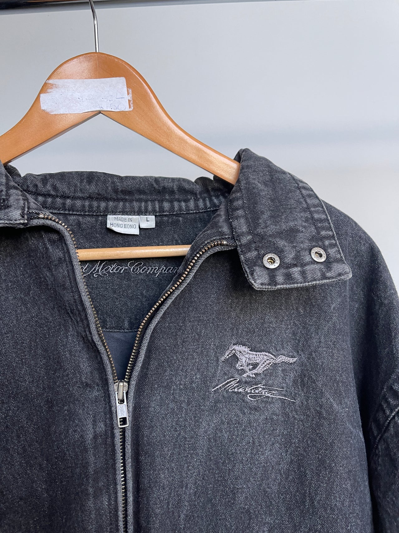 1990s FORD MUSTANG BLACK STONE WASHED JACKET