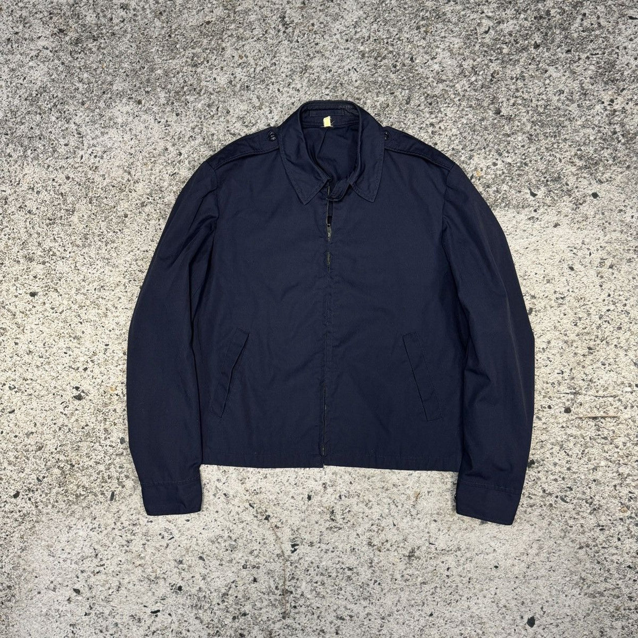 Chaqueta de trabajo con cremallera de mecánico de garaje descolorida de los años 80