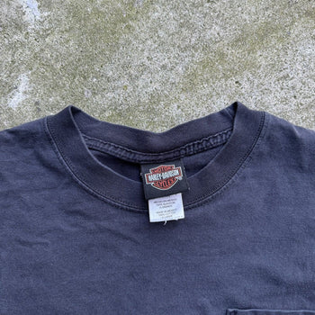 2000s HARLEY DAVIDSON FADED BLUE FLAME LONGSLEEVE TEE