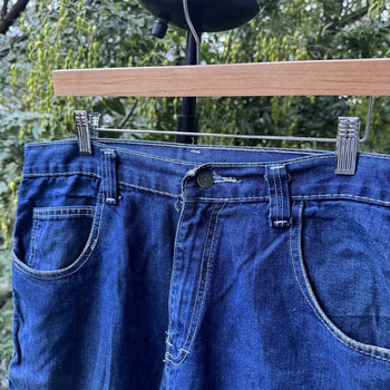 1980s Dark Wash Baggy Denim Work Shorts
