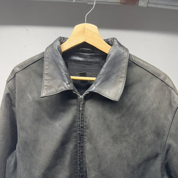 2000s Faded Black Leather Blouson Jacket