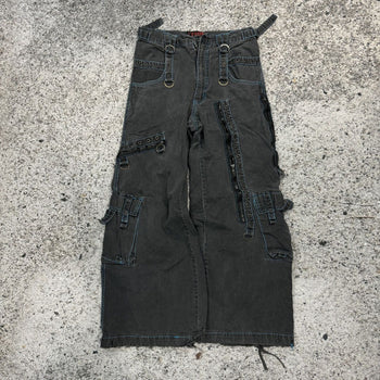 1990s 2000s Y2K TRIPP NYC THRASHED FADED BONDAGE RAVER PANTS