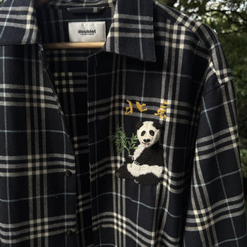 Doublet Puppet Animal Panda Plaid Flannel Shirt