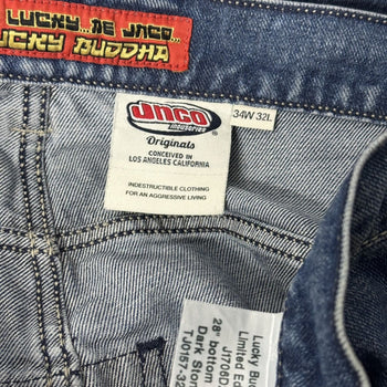 Jnco Buddah Dark Stone Baggy Wide Leg Skater Denim Jeans