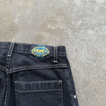 1990S/2000S Y2K BAGGY BLACK DENIM SKATER JEAN SHORTS JORTS