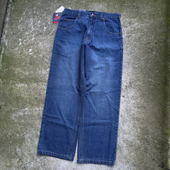 2000S Y2K LOCO BAGGY WIDE LEG BLUE SKATER DENIM JEANS