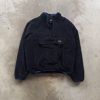 STUSSY BLACK CORDUROY SHERPA MOCK FLEECE JACKET