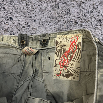 ED HARDY WIDE LEG TATTOO CARGO PANTS