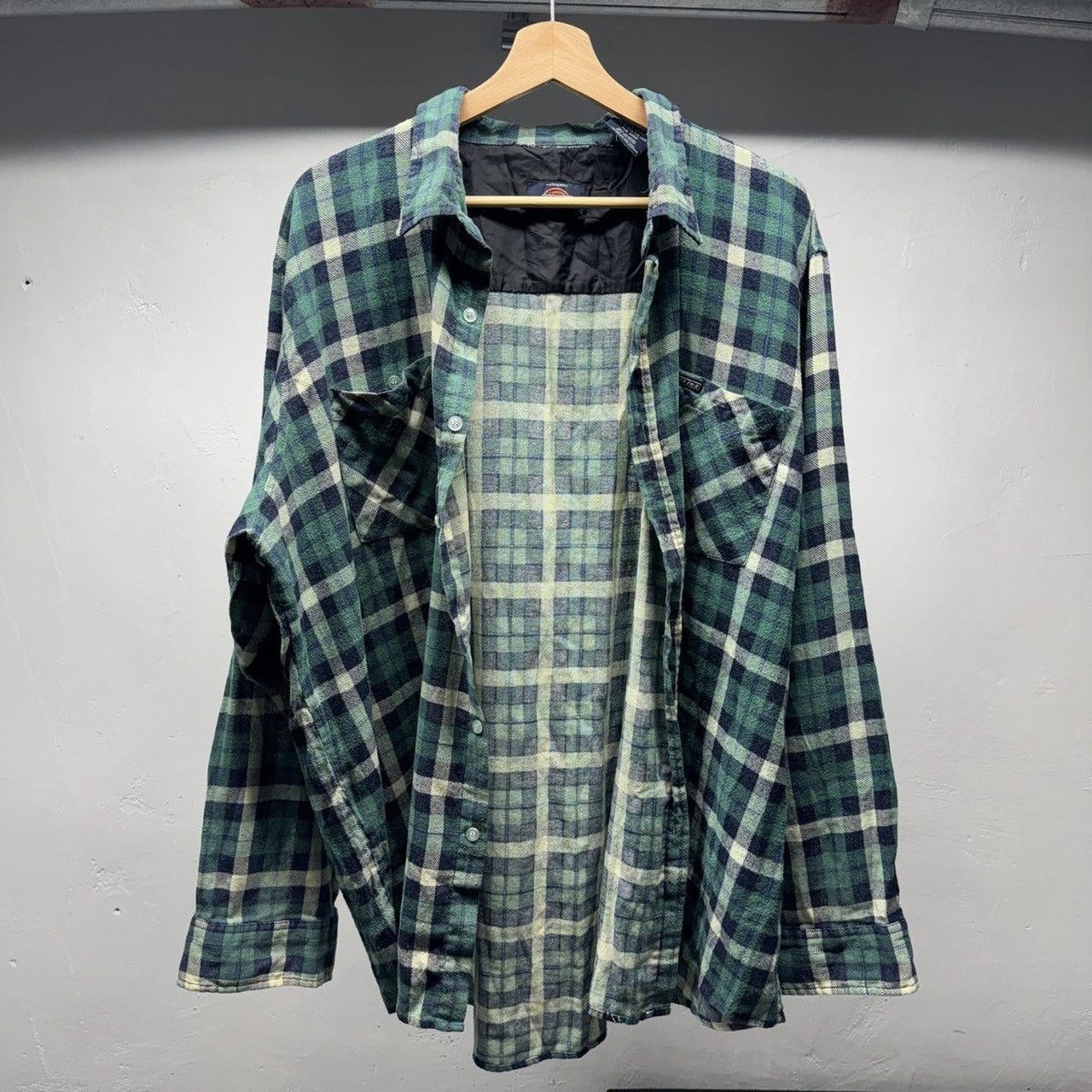1990s Faded Distressed Plaid Flannel Shirt