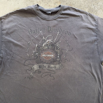 2000S HARLEY DAVIDSON FADED DRAGON LOGO TEE