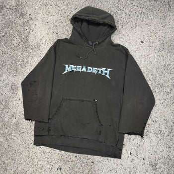 2000s MEGADETH THRASHED FADED METAL BAND HOODIE