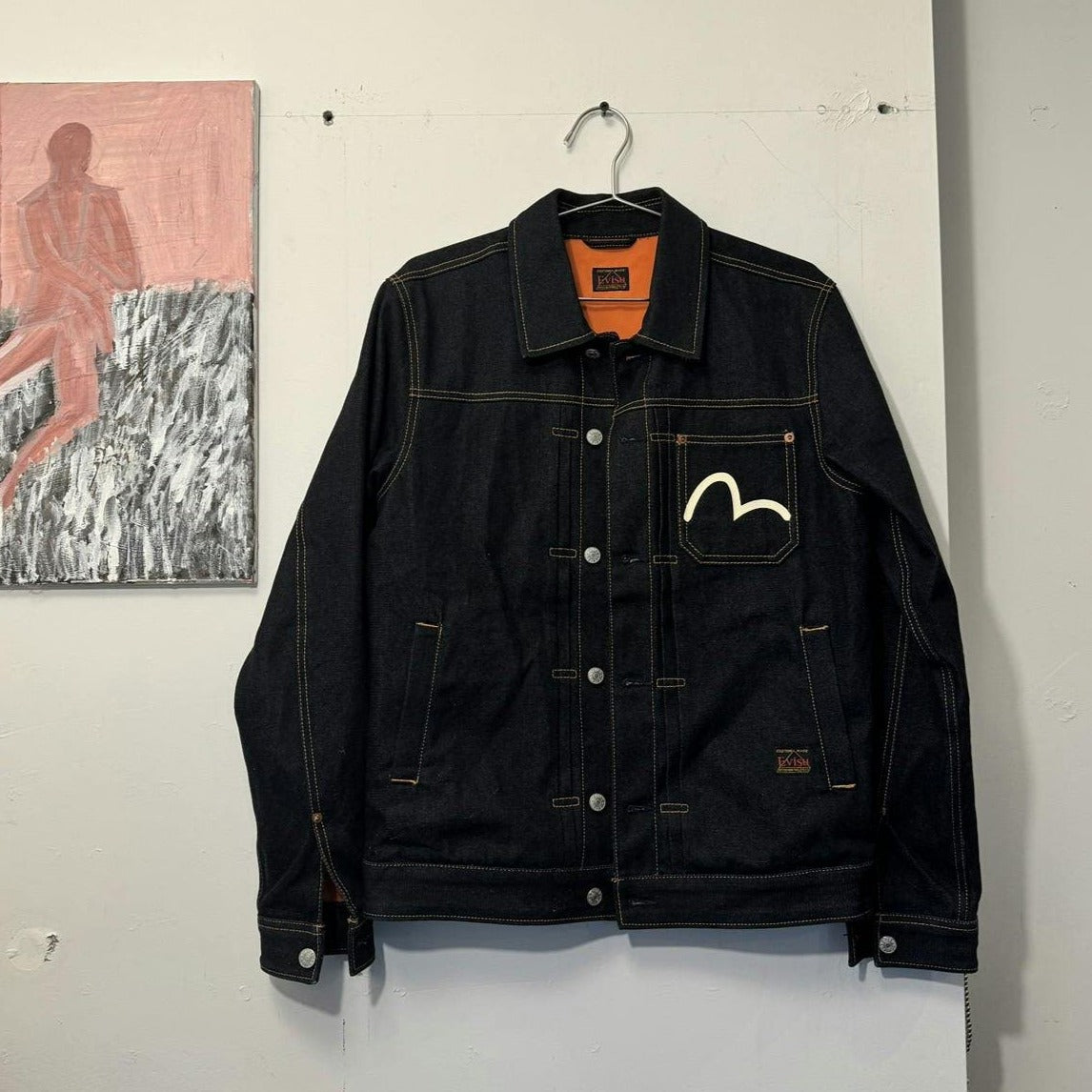 EVISU SEAGULL PRINT SELVEDGE DENIM TRUCKER JACKET TYPE 1