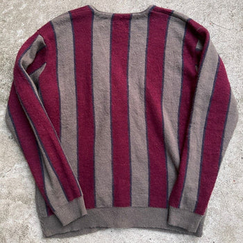 STUSSY MOHAIR VERTICAL STRIPED FUZZY CARDIGAN