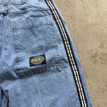 2000S Y2K IOU BAGGY TRACK DENIM SKATER JEAN SHORTS JORTS