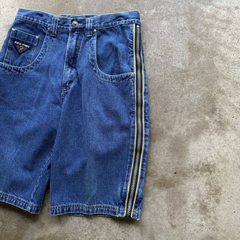 1990s/2000s Y2K PACO JEANS BAGGY ZIPPER DENIM SKATER JEAN SHORTS