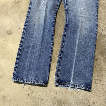 2000S THRASHED FADED LEVI’S 517 BOOT CUT DENIM JEANS