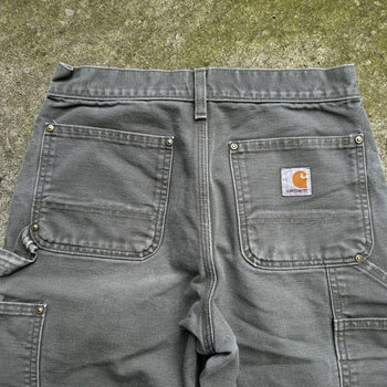 2000s CARHARTT THRASHED FADED GREEN DOUBLE KNEE PANTS