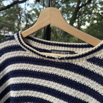 1990s Thrashed Faded Loose Knit Striped Sweater