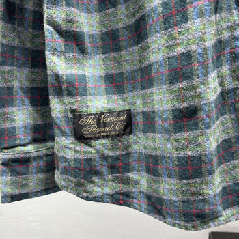 2000s Faded Blue Green Plaid Flannel Shirt
