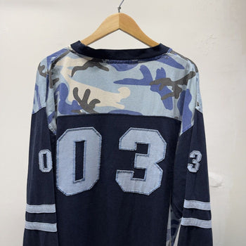 Vintage 2000s Faded Blue Camo New York Longsleeve Jersey Shirt