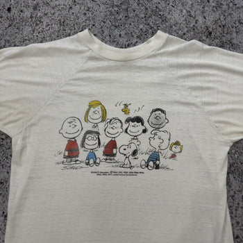 Camiseta raglán fina de papel desteñido de Peanuts de los años 70