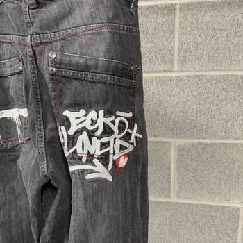 2000s Y2K Faded Ecko Baggy Embroidered Denim Skater Jeans