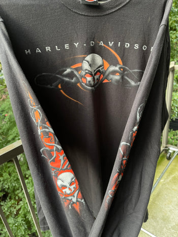 2000S HARLEY DAVIDSON SKULL FLAME LOGO LONGSLEEVE TEE