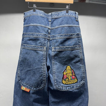 Jnco Buddah Dark Stone Baggy Wide Leg Skater Denim Jeans