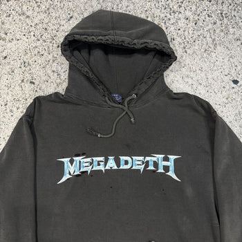 2000s MEGADETH THRASHED FADED METAL BAND HOODIE