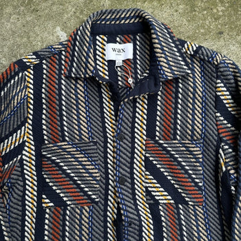 WAX LONDON VERTICAL STRIPE WHITING OVERSHIRT