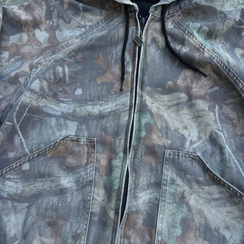 1990S WALLS THRASHED THERMAL LINED CAMO HOODED ZIP UP