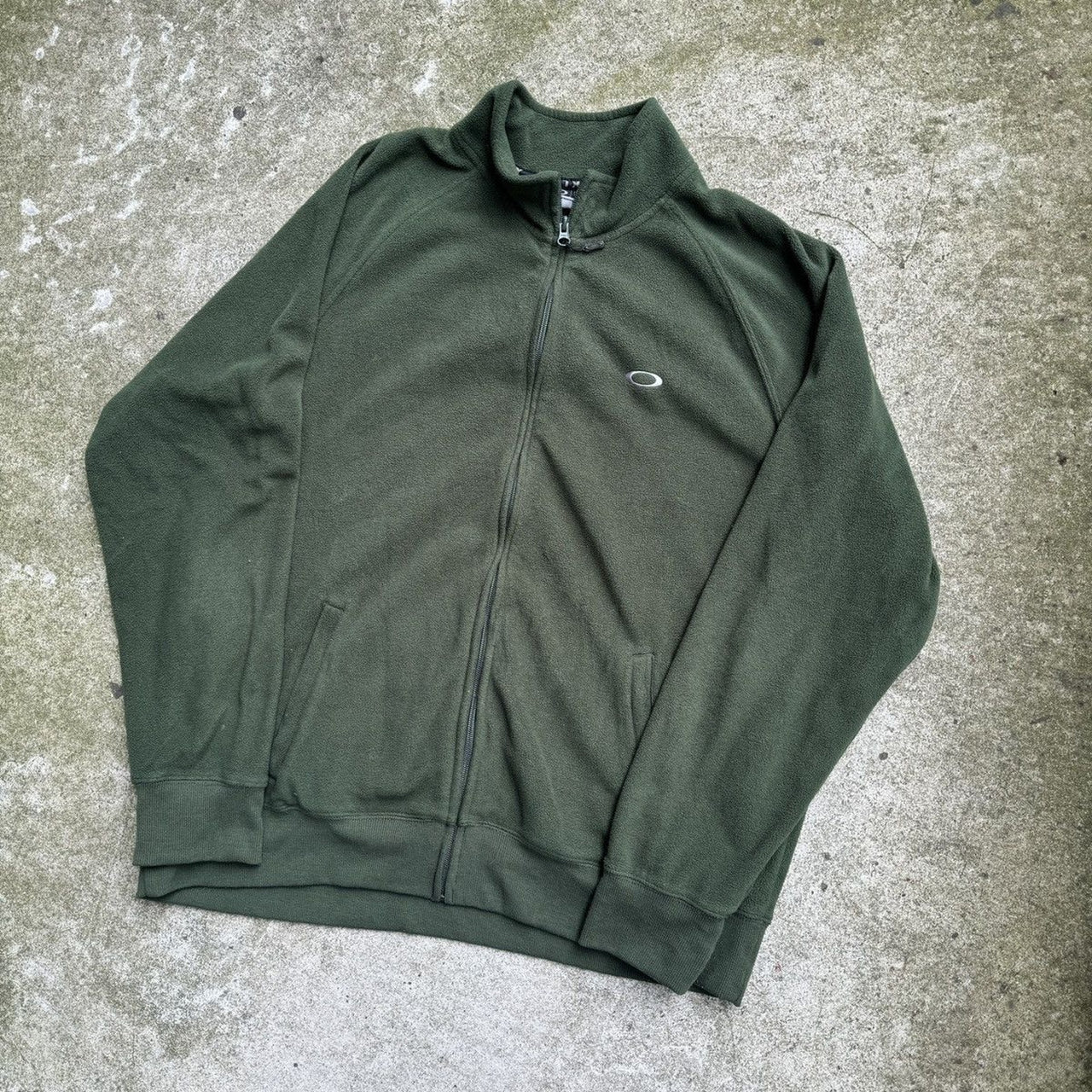 2000s OAKLEY GREEN ZIP UP PULLOVER FLEECE