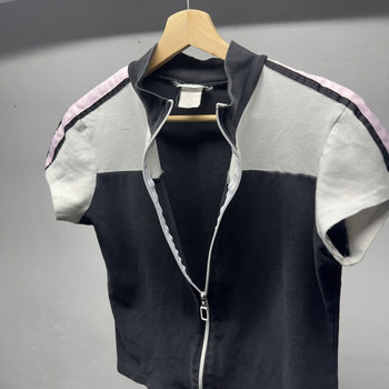 1990s Mock Neck Sport Full Zip Shirt