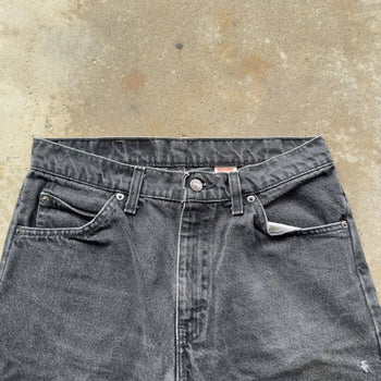 1990S LEVI'S 550 ORANGE TAB FADED BLACK DENIM SKATER JEAN SHORTS