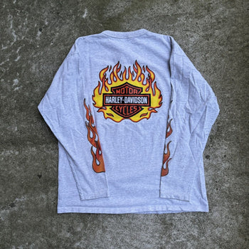 1990S HARLEY DAVIDSON CALIFORNIA FLAME LONGSLEEVE HENLEY TEE