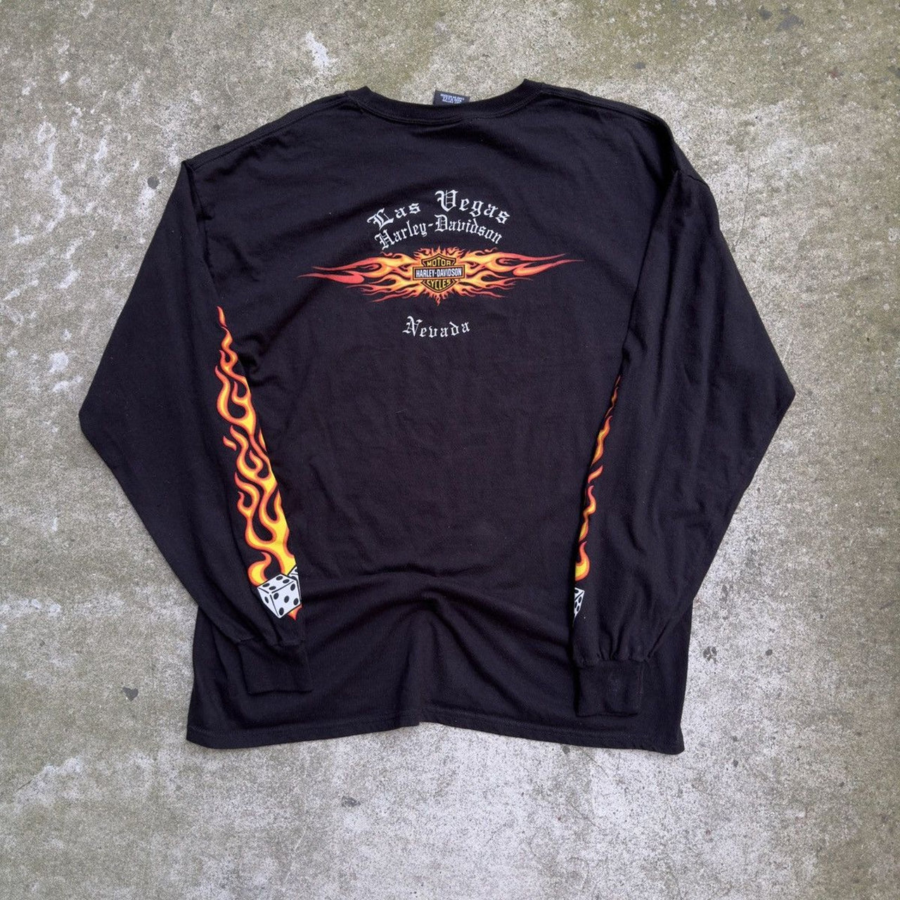 2000S HARLEY DAVIDSON DICE FLAMES LAS VEGAS LONGSLEEVE TEE