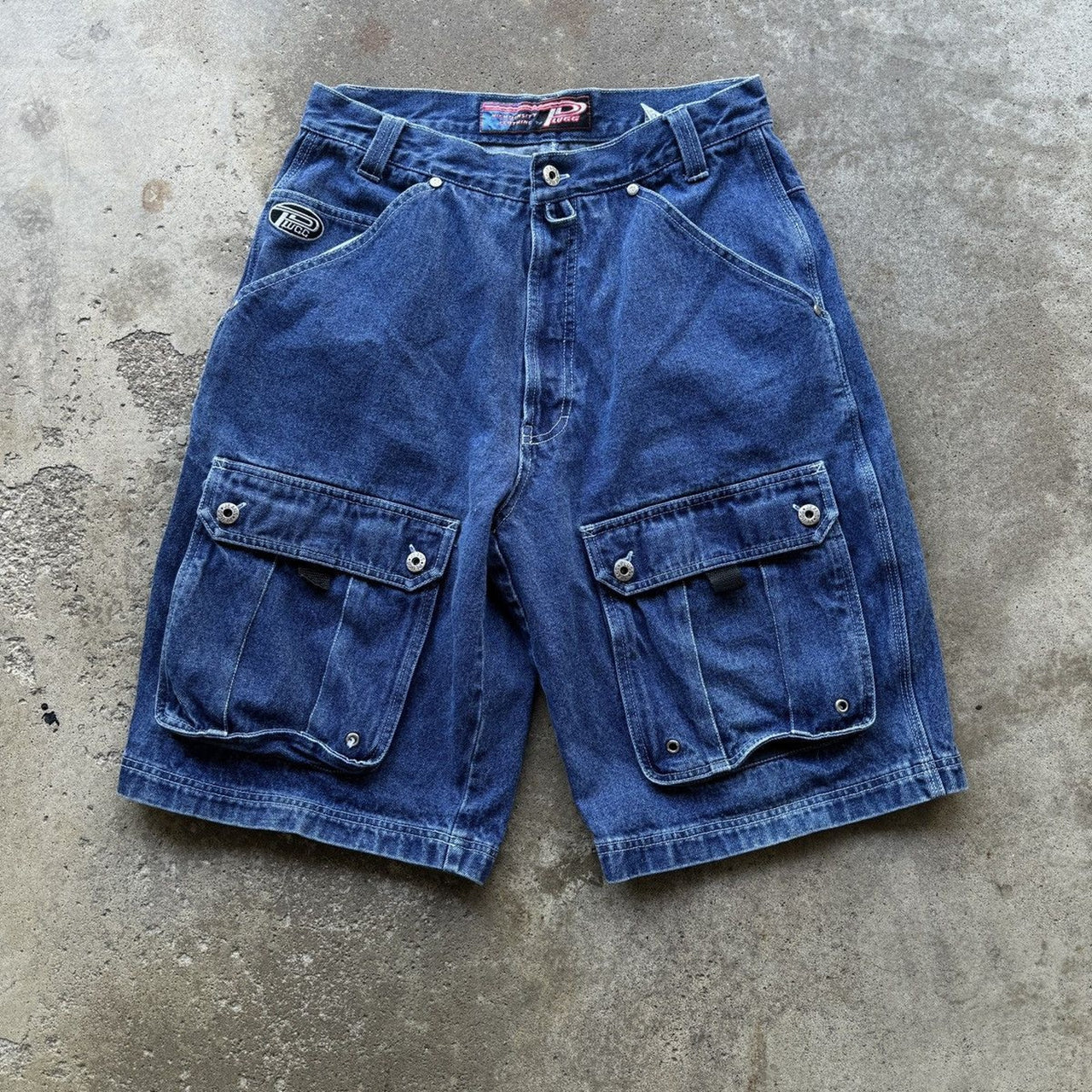 1990s/2000s PLUGG BAGGY DENIM CARGO JEAN SHORTS SKATER JORTS