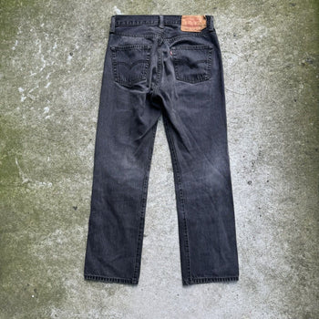 2000S LEVI’S 501 FADED BLACK STRAIGHT LEG DENIM JEANS