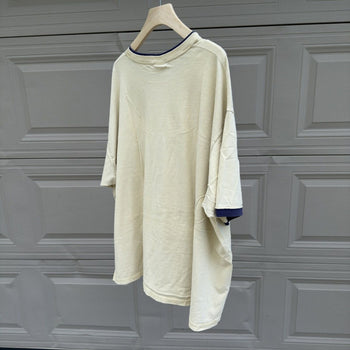 2000s Pale Yellow Thrashed Faded Distressed Pocket Tee