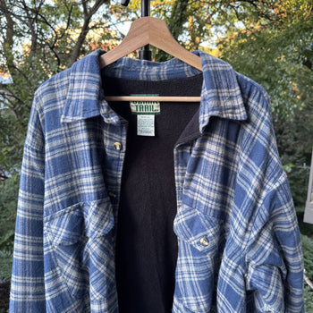 1990s Faded Lined Flannel Shirt Jacket