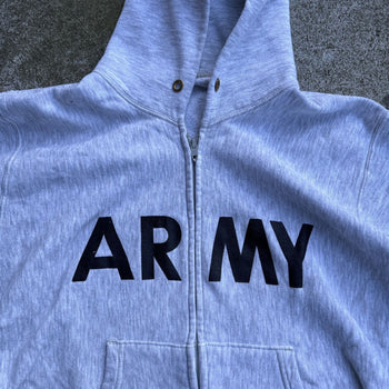 1990s CHAMPION FADED THRASHED ARMY ZIP UP HOODIE