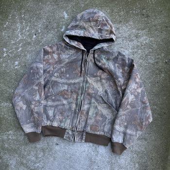 1990S WALLS THRASHED THERMAL LINED CAMO HOODED ZIP UP